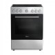 Midea MFO24D-ME4R10F(SS) Ελεύθερη Ηλεκτρική Κουζίνα 60cm 4 Εστίες Κεραμικές 70Lt 10 Πρ/τα Class A Ρολόι Αέρας & Grill Ασημί A