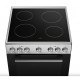 Midea MFO24D-ME4R10F(SS) Ελεύθερη Ηλεκτρική Κουζίνα 60cm 4 Εστίες Κεραμικές 70Lt 10 Πρ/τα Class A Ρολόι Αέρας & Grill Ασημί A