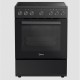 Midea MFO24D-ME4R10F(SS) Ελεύθερη Ηλεκτρική Κουζίνα 60cm 4 Εστίες Κεραμικές 70Lt 10 Πρ/τα Class A Ρολόι Αέρας & Grill Μαύρο A