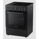 Midea MFO24D-ME4R10F(SS) Ελεύθερη Ηλεκτρική Κουζίνα 60cm 4 Εστίες Κεραμικές 70Lt 10 Πρ/τα Class A Ρολόι Αέρας & Grill Μαύρο A