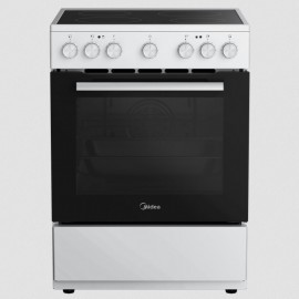 Midea MFO24D-ME4R10F(WH) Ελεύθερη Ηλεκτρική Κουζίνα 60cm 4 Εστίες Κεραμικές 70Lt 10 Πρ/τα Class A  Αέρας & Grill Λευκό Α