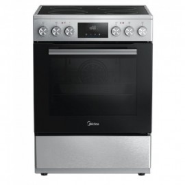 Midea MFO24D-AE4R10F(SS) Ελεύθερη Ηλεκτρική Κουζίνα 60cm 4 Εστίες Κεραμικές 70Lt 10 Πρ/τα A Τηλεσκοπικό Αέρα & Grill Ασημί  Α