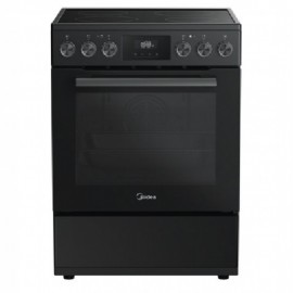 Midea MFO24D-AE4R10F(BK) Ελεύθερη Ηλεκτρική Κουζίνα 60cm 4 Εστίες Κεραμικές 70Lt 10 Πρ/τα  A Τηλεσκοπικό Αέρα & Grill Μαύρο Α