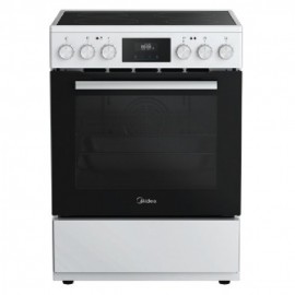 Midea MFO24D-AE4R10F(WH) Ελεύθερη Ηλεκτρική Κουζίνα 60cm 4 Εστίες Κεραμικές 70Lt 10 Πρ/τα  A Τηλεσκοπικό Αέρα & Grill Λευκό Α