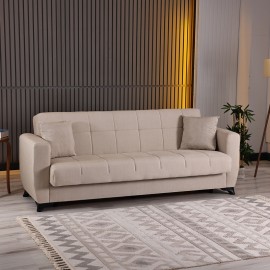 418-000016 Καναπές Κρεβάτι τριθέσιος Modesto pakoworld με αποθηκευτικό χώρο κρεμ ύφασμα 213x84x86εκ