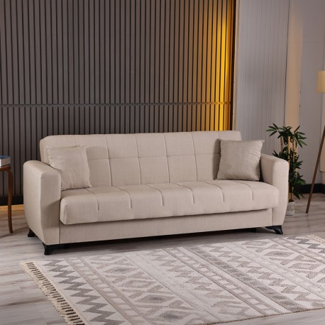 418-000016 Καναπές Κρεβάτι τριθέσιος Modesto pakoworld με αποθηκευτικό χώρο κρεμ ύφασμα 213x84x86εκ