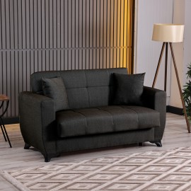 418-000022 Καναπές Κρεβάτι διθέσιος Modesto pakoworld με αποθηκευτικό χώρο μαύρο ύφασμα 153x84x86εκ