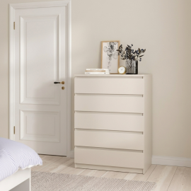 0201.TV36 Naia ψηλή συρταριέρα με 5 συρτάρια 77x50x111,3εκ. Cashmere