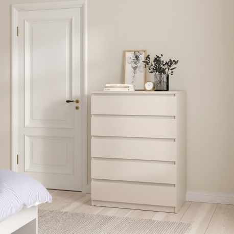 0201.TV36 Naia ψηλή συρταριέρα με 5 συρτάρια 77x50x111,3εκ. Cashmere