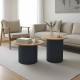 029-000427 Tραπέζια σαλονιού Dovel pakoworld mdf σετ 2τεμ. sonoma-μαύρο μεταλλο