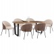 ΣΕΤ ΤΡΑΠΕΖΑΡΙΑΣ 7ΤΜΧ ASTORIA HM10933.02 MDF TOP--ΥΦΑΣΜΑ ΜΠΕΖ/ΚΑΦΕ & ΜΕΤΑΛΛΟ ΜΑΥΡΟ