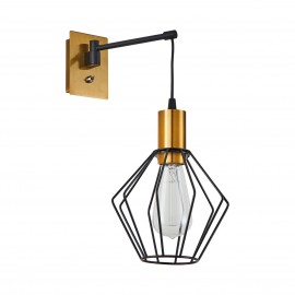 77-8357 SE21-GM-9-GR1 ADEPT WALL LAMP Gold Matt and Black Metal Wall Lamp Black Metal Grid+