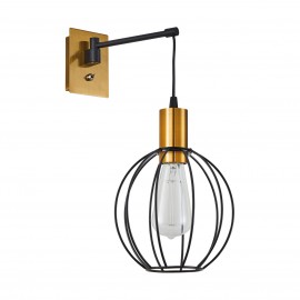 77-8358 SE21-GM-9-GR2  ADEPT WALL LAMP Gold Matt and Black Metal Wall Lamp Black Metal Grid+