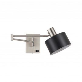 77-8375 SE21-NM-52-MS1  ADEPT WALL LAMP Nickel Matt Wall lamp with Switcher and Black Metal Shade+