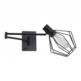 77-8381 SE21-BL-52-GR1 ADEPT WALL LAMP Black Wall Lamp with Switcher and Black Metal Grid+