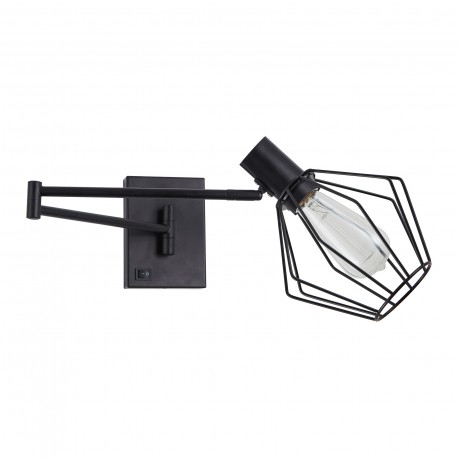 77-8381 SE21-BL-52-GR1 ADEPT WALL LAMP Black Wall Lamp with Switcher and Black Metal Grid+