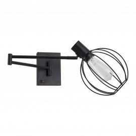 77-8382 SE21-BL-52-GR2 ADEPT WALL LAMP Black Wall Lamp with Switcher and Black Metal Grid+