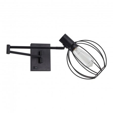 77-8382 SE21-BL-52-GR2 ADEPT WALL LAMP Black Wall Lamp with Switcher and Black Metal Grid+