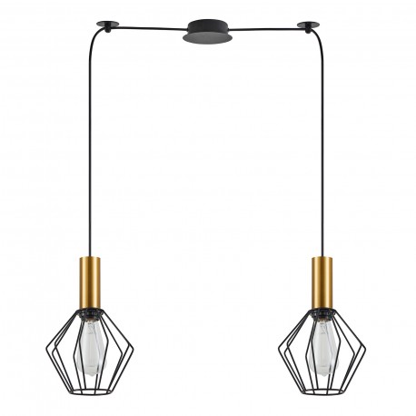 77-8620 SE21-GM-4-BL2-GR1 ADEPT TUBE Gold Matt Pendant Black Metal Grid+