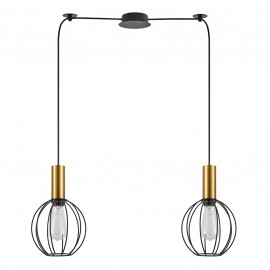 77-8627 SE21-GM-4-BL2-GR1 ADEPT TUBE Gold Matt Pendant Black Metal Grid+