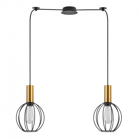 77-8627 SE21-GM-4-BL2-GR1  ADEPT TUBE Gold Matt Pendant Black Metal Grid+