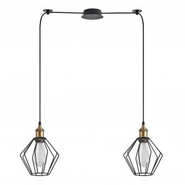 77-8706 SE21-BR-10-BL2-GR1 MAGNUM Bronze Metal Pendant Black Metal Grid with Black Fabric Cable+