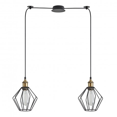 77-8706 SE21-BR-10-BL2-GR1 MAGNUM Bronze Metal Pendant Black Metal Grid with Black Fabric Cable+
