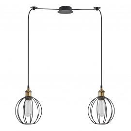 77-8713 SE21-BR-10-BL2-GR2 MAGNUM Bronze Metal Pendant Black Metal Grid with Black Fabric Cable+