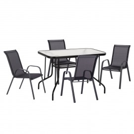 ΣΕΤ ΤΡΑΠΕΖΑΡΙΑΣ 5ΤΜΧ ADAM HM10897.03 ΤΡΑΠΕΖΙ 110x60εκ & 4 ΠΟΛΥΘΡΟΝΕΣ--ΜΑΥΡΟ