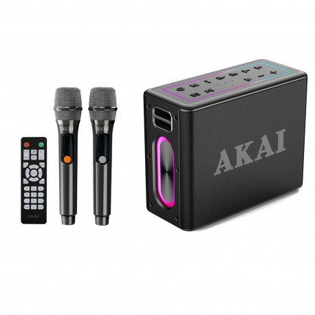 110583-0043 AKAI ABTSW-120 Αδιάβροχο Φορητό Ηχείο Bluetooth με 2 Ασύρματα Μικρόφωνα, TWS, 80W
