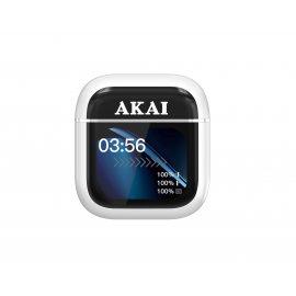 110591-0021 AKAI BTE-J600W AENC Ασύρματα Ακουστικά Bluetooth 6.0 με ANC/ENC, 4 Μικρόφωνα & Θήκη με Οθόνη 2.01″ – έως 60h (Λευκά)