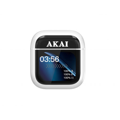 110591-0021 AKAI BTE-J600W AENC Ασύρματα Ακουστικά Bluetooth 6.0 με ANC/ENC, 4 Μικρόφωνα & Θήκη με Οθόνη 2.01″ – έως 60h (Λευκά)