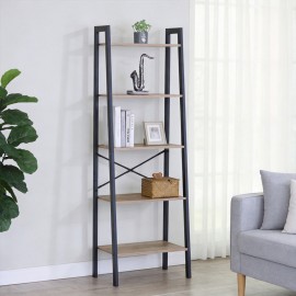 085-000047 Βιβλιοθήκη Jebia pakoworld oak με μαύρο μέταλλο 56x37x172.2εκ
