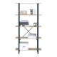 085-000046 Βιβλιοθήκη Nebranzo pakoworld oak με μαύρο μέταλλο 80x34x155.3εκ