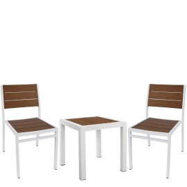 14990693 Σετ Τραπεζαρία Κήπου ArteLibre LOMBOK Καρυδί/Λευκό Polywood/Αλουμίνιο/Ξύλο Με 2 Πολυθρόνες 14990693 Καφέ/Λευκό