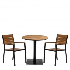 14990759 Σετ Τραπεζαρία Κήπου ArteLibre TENERIFE Καρυδί/Ανθρακί/Γκρι Polywood/Αλουμίνιο/Ξύλο Με 2 Πολυθρόνες 14990759 Καφέ/Γκρι/