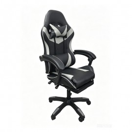 01-0428 A9937 ΜΑΥΡΟ/ΓΚΡΙ PVC ΠΟΛΥΘΡΟΝΑ GAMING/ΜΕ ΥΠΟΠΟΔΙΟ 64X59X43-112/53-125εκ.