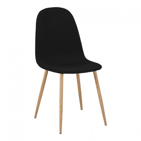 ZZ-270-000040 Καρέκλα Vela 43.5x52x89cm Μαυρη με Ξύλινα Πόδια