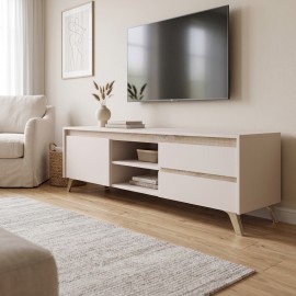 192-000070 Έπιπλο τηλεόρασης Belka pakoworld κρεμ με oak 155x45x53,6εκ