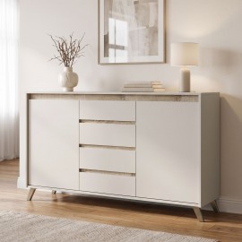 192-000071 Μπουφές Belka pakoworld κρεμ με oak 155x45x93,7εκ