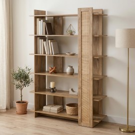 086-000025 Βιβλιοθήκη Oslo pakoworld sonoma 100x32x146.5εκ