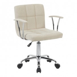 360-000032 Καρέκλα γραφείου Buleco pakoworld μπεζ ύφασμα 56x46x74-86εκ