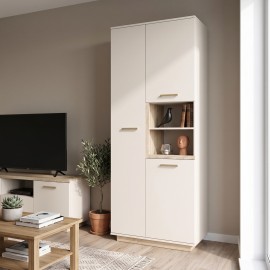 192-000059 Ντουλάπα στήλη Norda pakoworld κρεμ με oak 199,5x40x80εκ