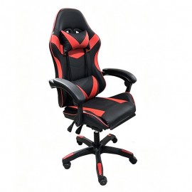 01-0429 A9937 ΜΑΥΡΟ/ΚΟΚΚΙΝΟ PVC ΠΟΛΥΘΡΟΝΑ GAMING/ΜΕ ΥΠΟΠΟΔΙΟ 64X59X43-112/53-125εκ.