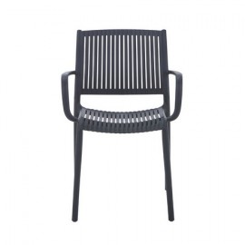 41293-262712-BLACK Μάυρη Στοιβαζόμενη Πολυθρόνα Πολυπροπυλένιου Με UV Προστασία