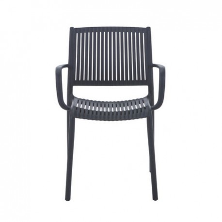 41293-262712-BLACK Μάυρη Στοιβαζόμενη Πολυθρόνα Πολυπροπυλένιου Με UV Προστασία