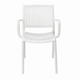 41294-262712-WHITE Λευκή Στοιβαζόμενη Πολυθρόνα Πολυπροπυλένιου Με UV Προστασία