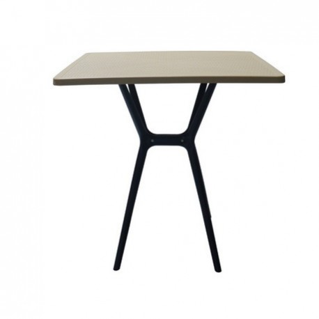 41297-262702 Taupe Μάυρο Τραπέζι Πολυπροπυλένιου Με UV Προστασία 70 x 70 x 70(h)cm