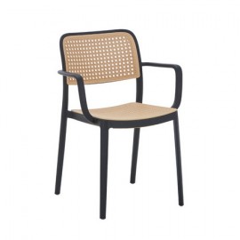 41298-262700 Taupe Μάυρη Στοιβαζόμενη Πολυθρόνα Πολυπροπυλένιου Με UV Προστασία