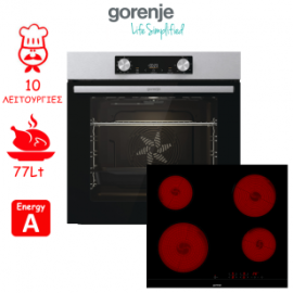 Gorenje Φούρνος Ηλεκτρικός Άνω Πάγκου 77lt BO6735E02XK0 με Κεραμικές Εστίες ECT601FM